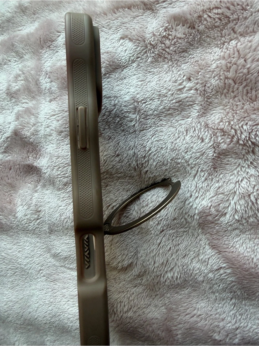 Brown Magnetic Ring Silicone Phone Case in Taupe – with Built-In Stand